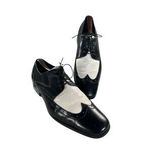 Stacy Adams Vintage Mens Black/White Size 9 M Leather Wingtip Dress Shoes